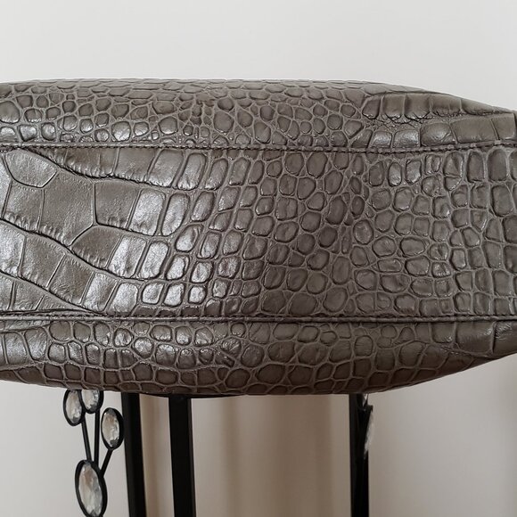 DANIER OLIVA-GREY CROCODILE LEATHER IMITATION BAG. - Picture 3 of 10